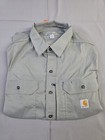Carhartt Mens Long-sleeve Button-down Work Shirt  Gray