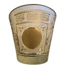 Vtg Hazel Atlas Glass Mid Century Gold Gilded Aztec Mayan Ice Bucket Bowl 5 X 6