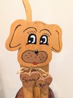 Vintage Wooden Dog Toilet Paper Holder Bathroom Folk Art  spare Rolls  1980s