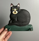 Vintage Hand Carved painted Cat Key Holder  Folk Art  Wall Mount  Country Decor