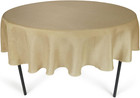 108 Inch Round Natural Brown Polyester Burlap Tablecloth Faux Jute Table Cover