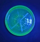 Lot Of 2 Uranium Glass Coasters Green Atomic Floral Flower Starburst 3 1 4  Vtg