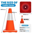 18  Pvc Traffic Safety Cones 20pcs Parking Cones For Roads Construction Warning