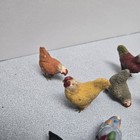 Antique German Putz Chickens Lot Of 12  Composite  Metal Feet  Hand Painted