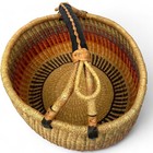  Artisan Bolga Basket Handwoven Market Basket Bolgatanga Ghana Leather Handle 