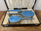 Vintage Northern Goldsmiths Co Guilloche Enamel Vanity Set Boxed See Description