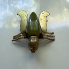 Vintage Art Deco Gold-tone Beetle Fly Brooch Green Bakelite Body