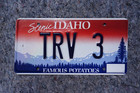 Idaho State Vanity License Plate - Trv 3