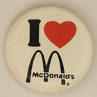 Vintage I Love Mcdonalds Pinback Button Fast Food Advertising  Heart