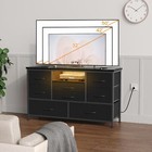 55  Tv Stand 8 Drawer Dresser With Power Outlet    Led Lights Chest Of Drawers