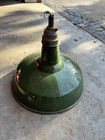 Vintage 16  Benjamin Industrial Barn Light Fixture Green Porcelain Enamel Shade