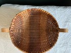 Vintage Unlabeled Woven Ash Splint Basket Bentwood Handles Footed Appalachia