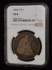 1860-o Ngc Vg8  1 Seated Liberty Dollar