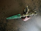 5 6  Old Tibet Copper Inlay Turquoise Buddhism Magic Weapon Phurba Dagger Holder