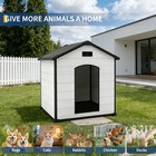 46  Large Dog House Plastic Weatherproof Kennel Outdoor Pet Shelter Raised Floor