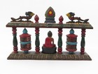 Vintage Carved Painted Medicine Buddha With Prayer Wheels From Nepal 17 X 10 5