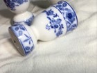 Set Of 3 Porcelain Blue White Transferware Egg Cups 