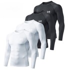 4pack Men Compression Long Sleeve Shirts Undershirts Baselayer Athletic Top Gym