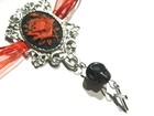 Red Rose Cameo Choker Goth Necklace Ribbon Black Skull Cross Day Of The Dead B4