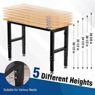 Workpro Adjustable Garage Workbench 48 x22  Rubber Wood Top Heavy-duty Work Desk