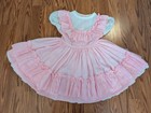 Montgomery Ward Full Circle Toddler Party Dress Vintage Pink White Ruffle 80s