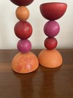Pair Of Aarikka Candle Holders Finland  Candles Pink Orange Mid Century Modern