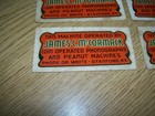Six 1930 s James C mccormack Coin Operated Phonographs   Peanut Machines Decals
