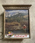 Vintage Falstaff Light Beer Sign Fisherman Fishing Man Cave Nature Rare