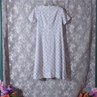 Vintage 70s Dress 1970s Blue White Mod Shift Retro Twee Quirky Size Large M l