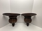 Vintage Hand Carved Pair Of Wooden Wall Sconce Shelves 15   x 7 1 4   