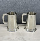 Vintage Towle Sheffield Pewter Tankard Mug Set Red Lion Cock   Bull Steins 2pc