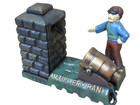 Working Vtg Cast Iron Artillery Bank Mechanical Coin Bank - Solider With Cannon