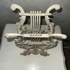 Vintage Victorian Sheet Music Magazine Holder Stand Harp Lyre Shape Cast Brass