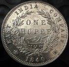 1840 British India One Rupee Silver  Victoria Queen Divided Legend 28 Berries