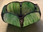 Green 6 Panel Curved Slag Glass Antique 14 1 2    W  Fixture Ornate Trim 6  Fitter