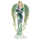  9 25  H Green Angel Fairy With Peacock Statue Fantasy Decoration Figurine 