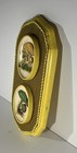 Retro 1970s Mushroom Chalkware Plaque Burlap Style Kitchen Wall Hanging