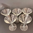 Vintage Etched Wheat Martini Cocktail Glasses Set Of 5 Mid Century Clear Glass