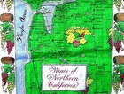 Vintage California Wine Map Napa Valley Sonoma Unique Tea Towel Wall Hanging
