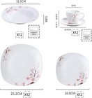 Veweet Annie Dinnerware Set 60pc White Tableware Plate Bowl Set Service For 12