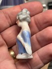 2 1 4  Vtg Antique Germany Porcelain Half Doll Woman Blue Pin Cushion Victorian