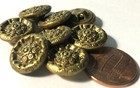 8 Vintage Antique Brass Tone Metal Hollow Shank Buttons 15 4mm Almost 5 8  11554