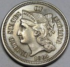 1865 Nickel Three Cent Piece Choice-gem Bu Ms     flashy  Neat Die Clashes  Nice