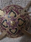 Vintage Brass Mini Dhal Talwar Sword Shield Indian Wall Hanging Decor 8 