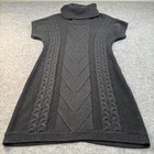 Calvin Klein Women s L Sweater Dress Gray Cable Knit Turtleneck Short Sleeve