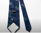 Vintage Sears Men   s Store Necktie Navy Green Squirrel Woodland Novelty Tie 70s