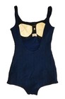 Darlene 50s Swimsuit Vtg 1950s One Piece Navy Gold Skirted Mod Bathing Suit Md