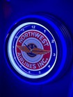 Northwest Airlines Airport Terminal Pilot Stewardess Neon Style Led Clock Sign