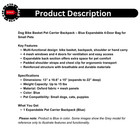 Dog Bike Basket Pet Carrier Backpack     Blue Expandable 4-door Bag For Small Pets