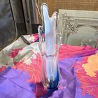 Blue  Clear  White Art Glass Vase  Decorative Unique Shape Glossy Finish